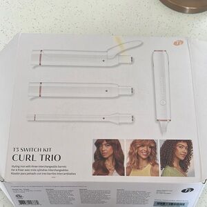 T3 White and Gold Curling Wand Set for Effortless Styling